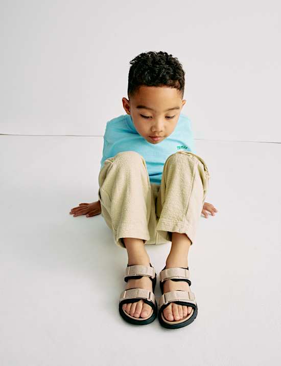 Pure Cotton Textured Cargo Trousers (2-8 Yrs)