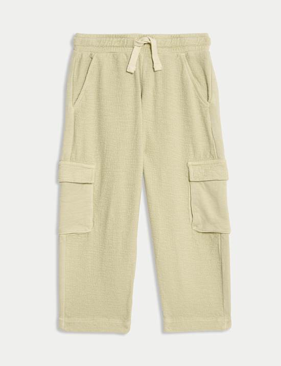 Pure Cotton Textured Cargo Trousers (2-8 Yrs)