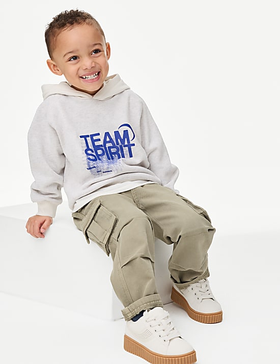 Pure Cotton Wide Leg Cargo Trousers (2-16 Yrs)