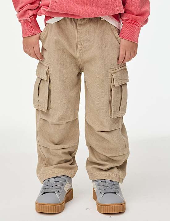 Pantalon cargo coupe large 100 % coton (du 2 au 16 ans)