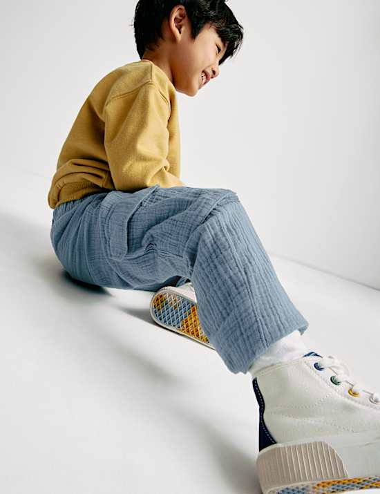 Pure Cotton Double Cloth Cargo Trousers (2-8 Yrs)