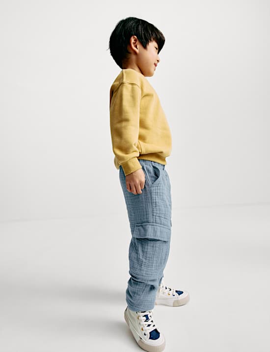 Pure Cotton Double Cloth Cargo Trousers (2-8 Yrs)