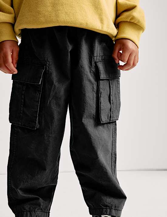 Pure Cotton Ripstop Cargo Trousers (2-8 Yrs)