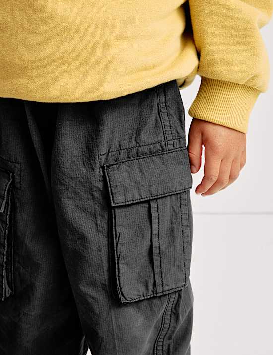 Pure Cotton Ripstop Cargo Trousers (2-8 Yrs)
