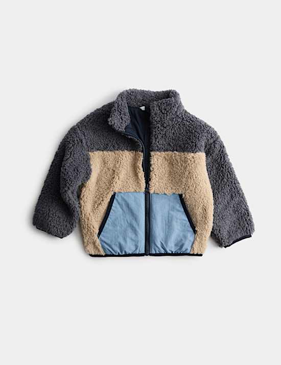 Colourblock Borg Zip Through Jacket (2-8 Yrs)