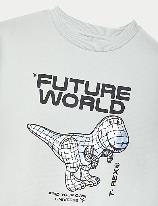 Sweat en coton &agrave; motif Future Dinosaur (du 2 au 8 ans)