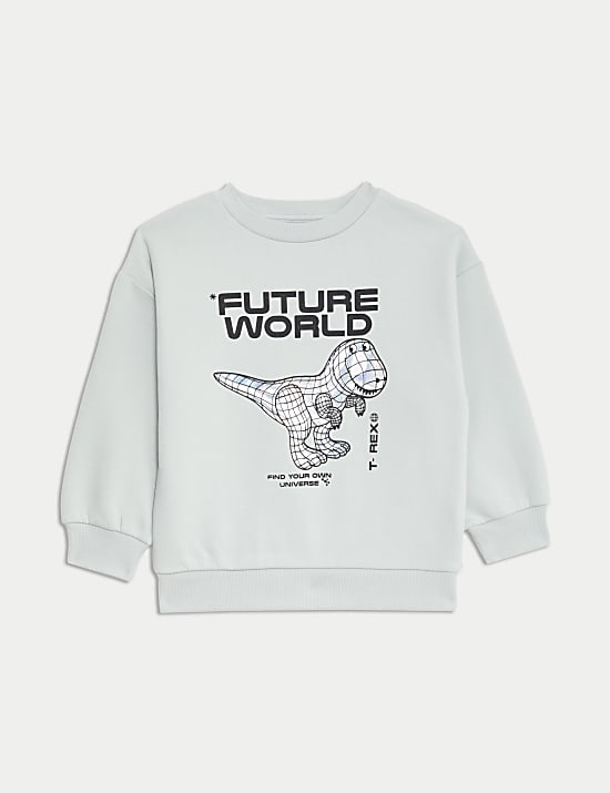 Sweat en coton &agrave; motif Future Dinosaur (du 2 au 8 ans)