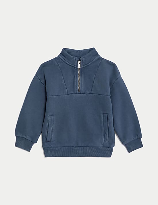 Pure Cotton Quarter Zip Sweatshirt (2-8 Yrs)