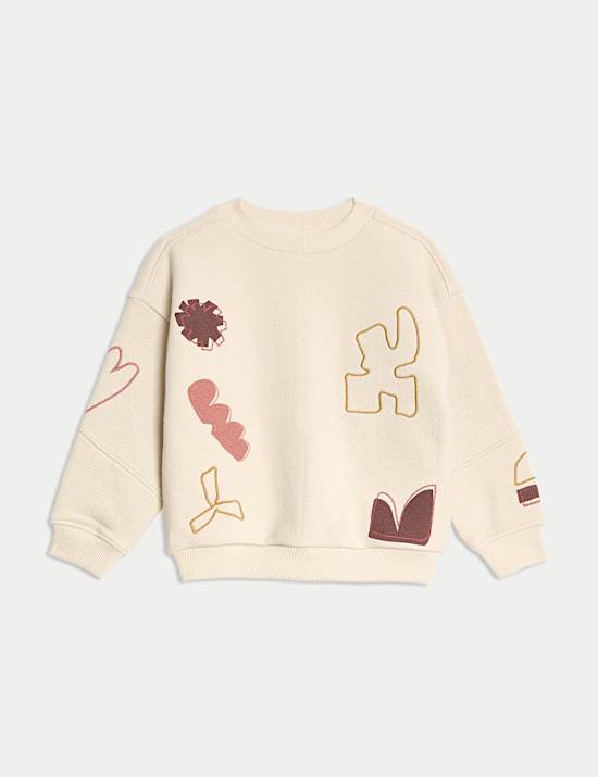 Cotton Rich Embroidered Sweatshirt (2-8 Yrs)