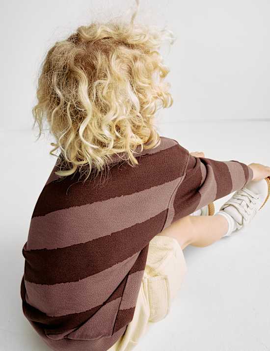 Pure Cotton Striped Slogan Sweatshirt (2-8 Yrs)