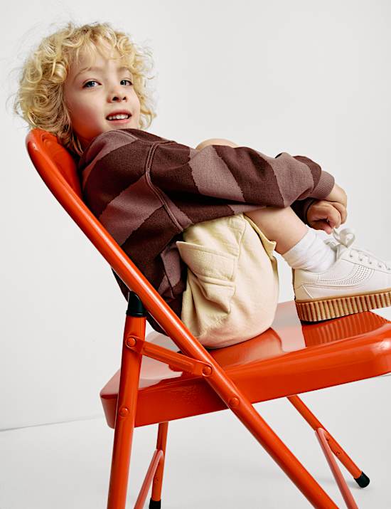 Pure Cotton Striped Slogan Sweatshirt (2-8 Yrs)