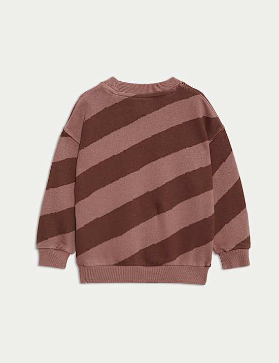 Pure Cotton Striped Slogan Sweatshirt (2-8 Yrs)