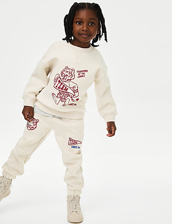 Sweatshirt mit hohem Baumwollanteil und Tigermuster (2&ndash;8 J.)