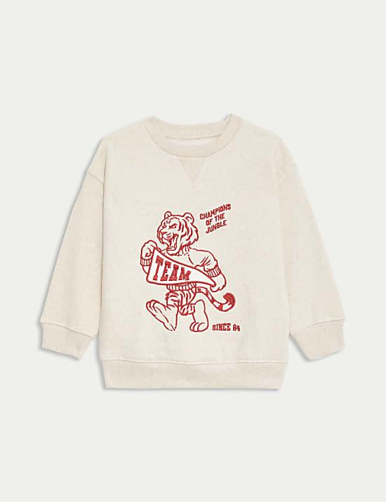 Sweatshirt mit hohem Baumwollanteil und Tigermuster (2&ndash;8 J.)