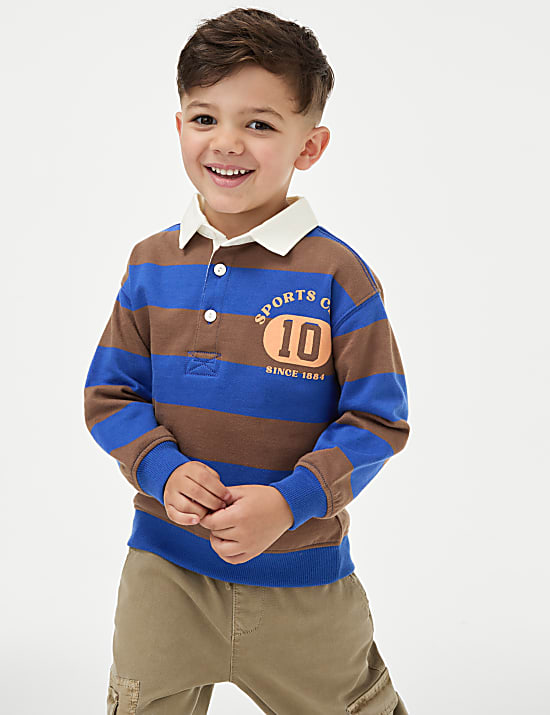 Cotton Rich Striped Rugby Sweatshirt (2-8 Yrs)