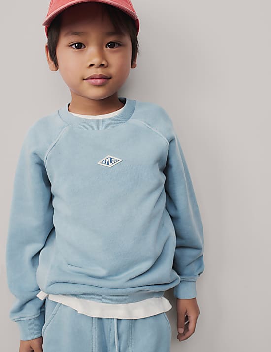 Pure Cotton Slogan Sweatshirt (2-8 Yrs)