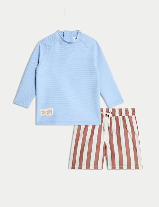 Striped Long Sleeve Swim Set (2-8 Yrs)