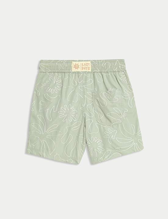 Embroidered Leaf Swim Shorts (2-8 Yrs)