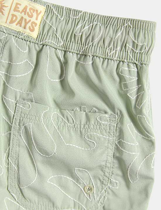 Embroidered Leaf Swim Shorts (2-8 Yrs)