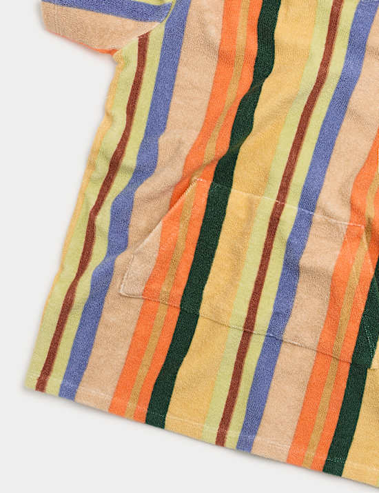 Pure Cotton Striped Towelling Poncho (2-8 Years)