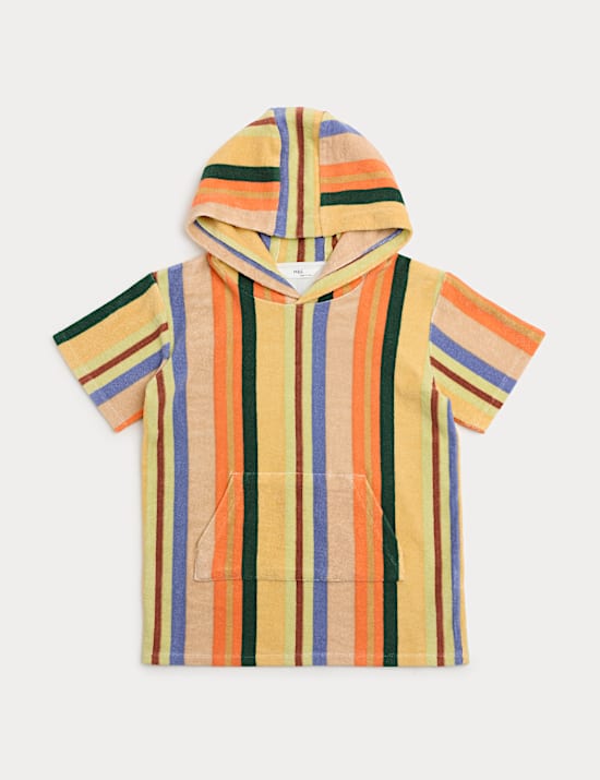 Pure Cotton Striped Towelling Poncho (2-8 Years)