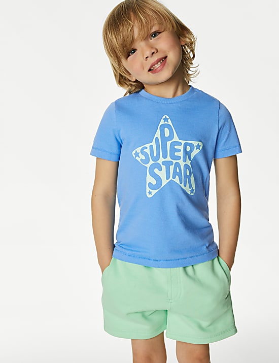 Pure Cotton Super Star Slogan T-Shirt