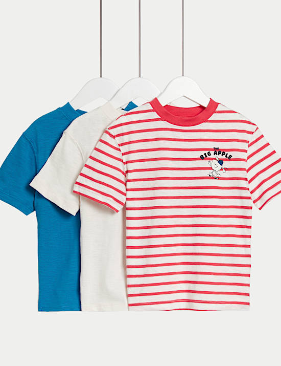 3 Pack Cotton Rich Apple T-Shirts (2-8 Yrs)
