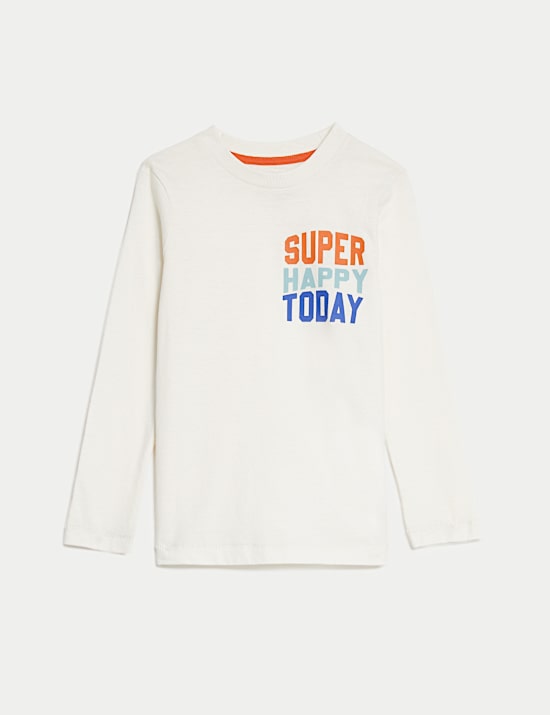 Pure Cotton Happy Slogan Top (2-8 Yrs)
