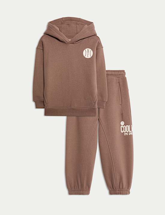 Cotton Rich Baseball Top & Jogger Set (2-8 Yrs)