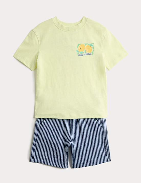 2pc Pure Cotton T-Shirt And Shorts Outfit (2-8 Yrs)