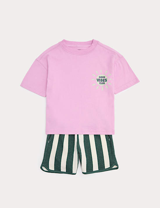 2 Piece Pure Cotton Graphic Top & Bottom Outfit (2-8 Yrs)