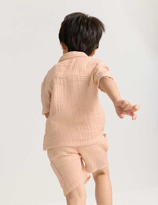 Ensemble 2 pi&egrave;ces 100 % coton &agrave; rayures et boutons-pression (du 2 au 8 ans)