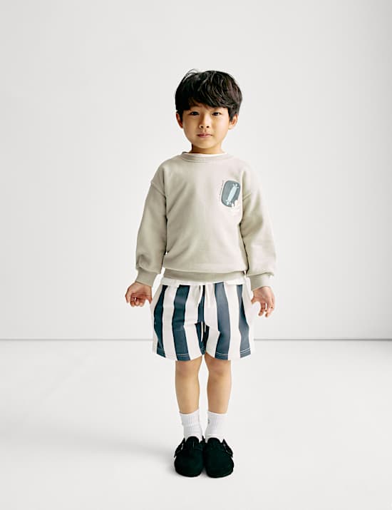 2 potong Setelan Sweatshirt dan Celana Pendek Bahan Katun (1-8 Thn)