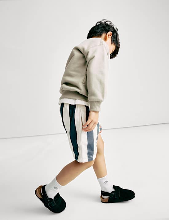 2 potong Setelan Sweatshirt dan Celana Pendek Bahan Katun (1-8 Thn)