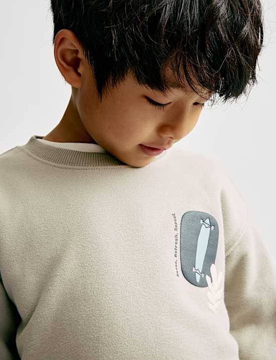2 potong Setelan Sweatshirt dan Celana Pendek Bahan Katun (1-8 Thn)