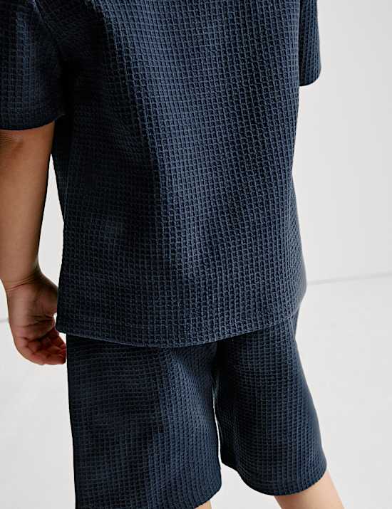 2-częściowy komplet koszula i szorty 100% bawełny o splocie gofrowym (2&ndash;8 lat)