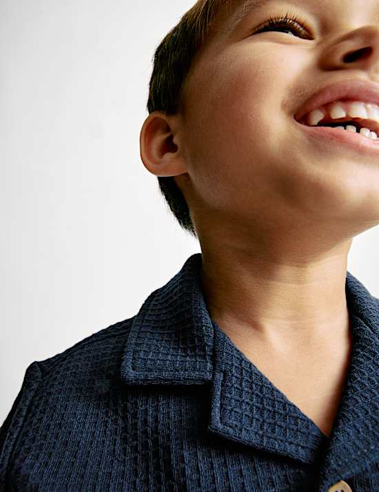 2-częściowy komplet koszula i szorty 100% bawełny o splocie gofrowym (2&ndash;8 lat)