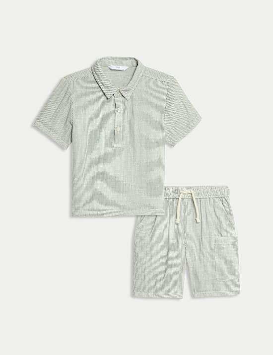 Pure Cotton Striped Top & Bottom Outfit (1-8 Yrs)