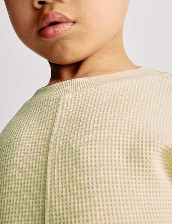 Pure Cotton Waffle T-Shirt and Shorts Set (2-8 Yrs)