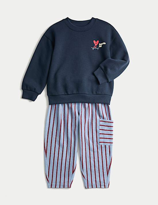 2 Piece Heart Print Top & Bottom Outfit (2-8 Yrs)