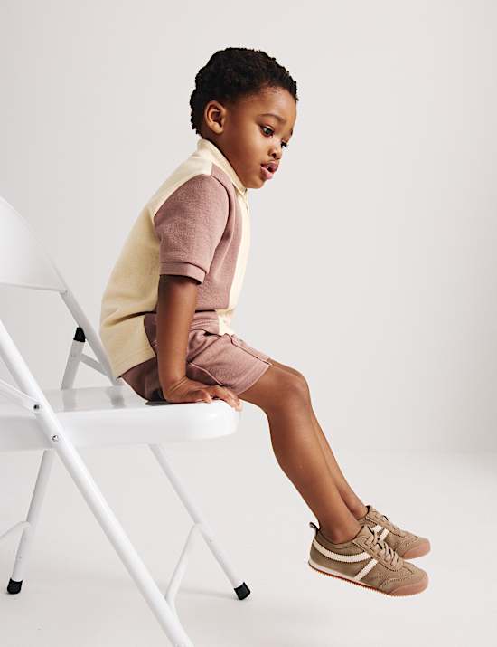 2pc Cotton Blend Pique Colour Block Polo Outfit (1-8 Yrs)