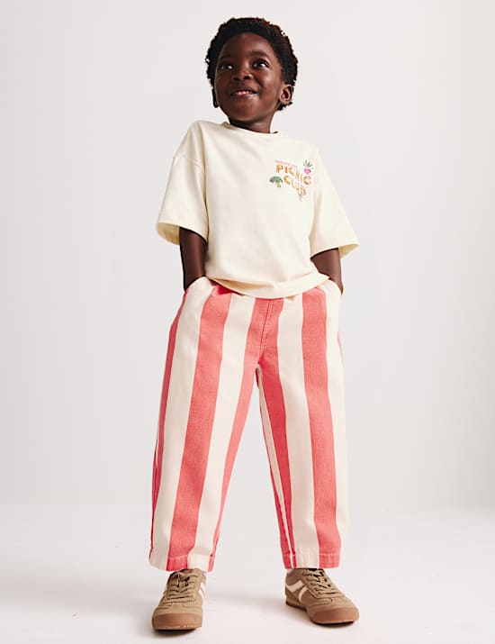 2 Piece Pure Cotton T-Shirt & Striped Trousers Outfit (2-8 Years)