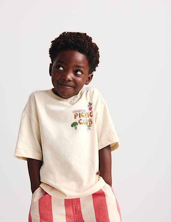 2 Piece Pure Cotton T-Shirt & Striped Trousers Outfit (2-8 Years)