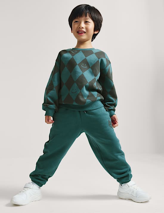 2-delige katoenrijke outfit met grafisch motief (2-8 jaar)