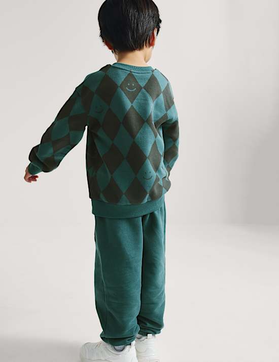 2-delige katoenrijke outfit met grafisch motief (2-8 jaar)