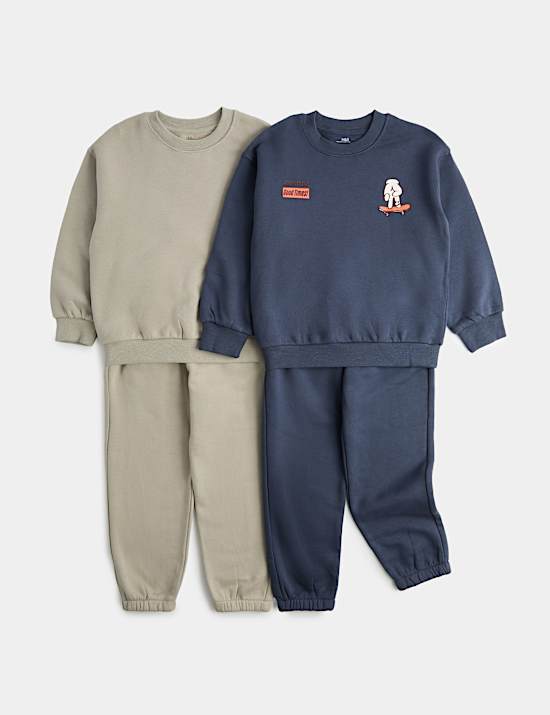 2 Pack Cotton Rich Top and Jogger Sets (2-8 Yrs)