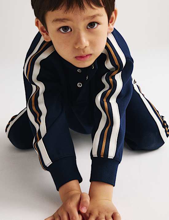 2 Piece Cotton Blend Side Taped Outfit (2-8 Yrs)