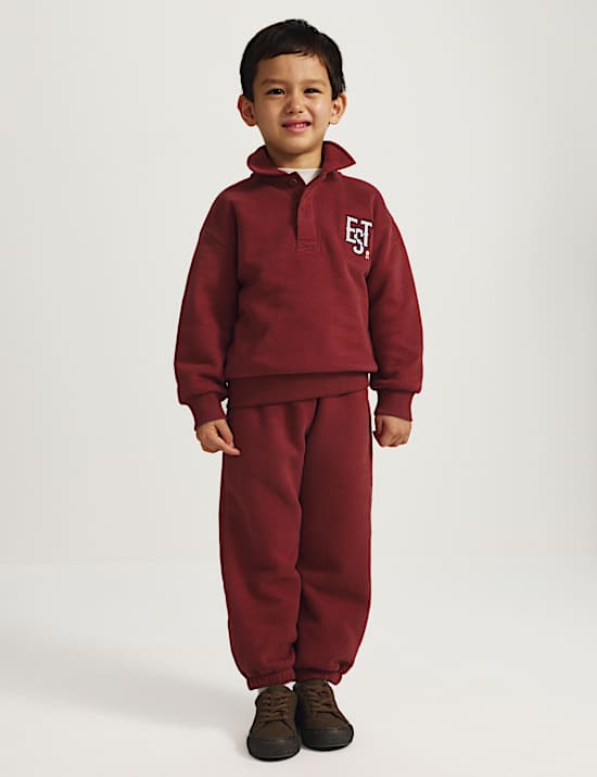 Pakaian 2 Potong Sweatshirt Rugby Bahan Katun (2-8 Thn)