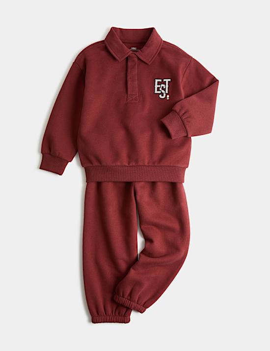 Pakaian 2 Potong Sweatshirt Rugby Bahan Katun (2-8 Thn)