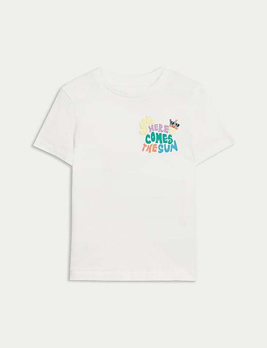 T-shirt &mu;&epsilon; &sigma;&lambda;ό&gamma;&kappa;&alpha;&nu; Here Comes The Sun &alpha;&pi;ό 100% &beta;&alpha;&mu;&beta;ά&kappa;&iota; (2-8 &epsilon;&tau;ώ&nu;)
